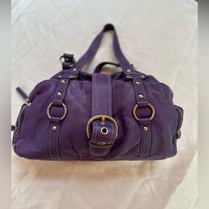 Franco Sarto Purple Italian Leather Satchel Silver Buckles